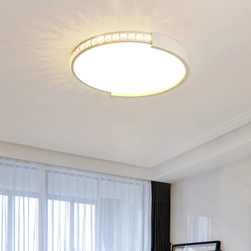 Simple White Led Flush Mount Crystal Lamp - 16.5/20.5/24.5 Diameter