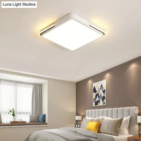 Simple White Led Flush Mount Light For Bedroom Ceiling - 16’/19.5’/35.5’ Wide