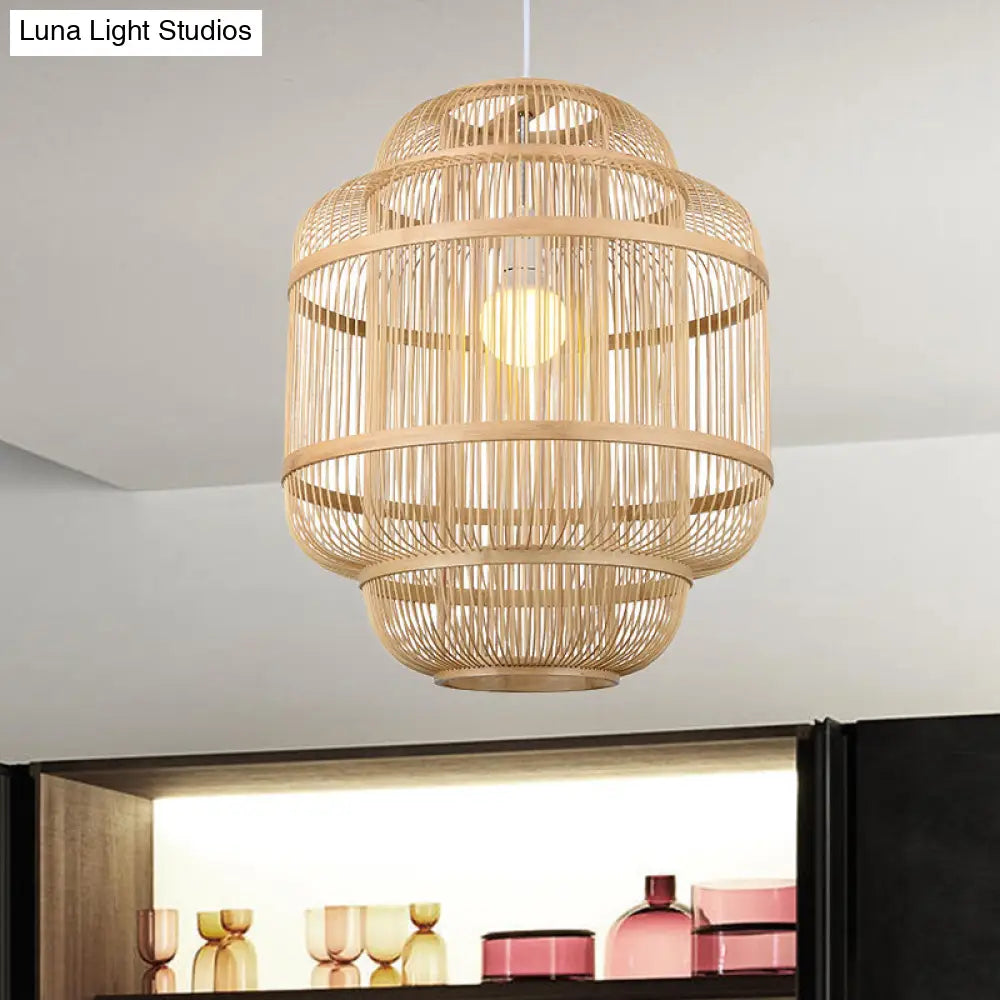 Simple Wood Orb Chandelier In Beige - Perfect For Dining Room Lighting / 15
