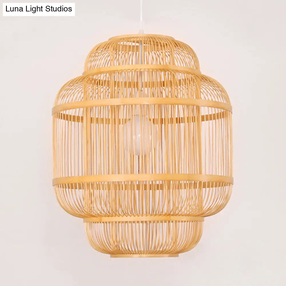 Simple Wood Orb Chandelier In Beige - Perfect For Dining Room Lighting