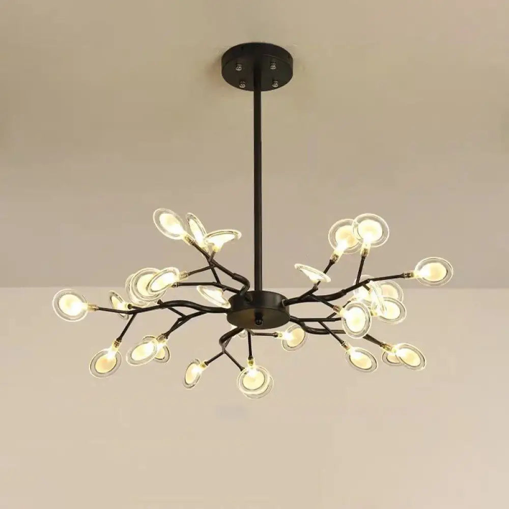 Simplicity Branch Firefly Led Pendant Light Fixture For Living Room 30 / Black B