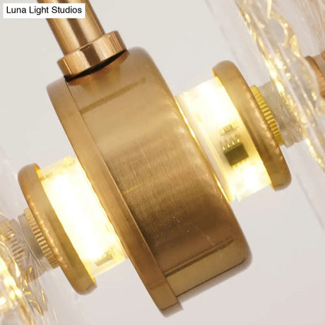 Simplicity Brass Plated Crystal Glass Led Pendant Light For Diners