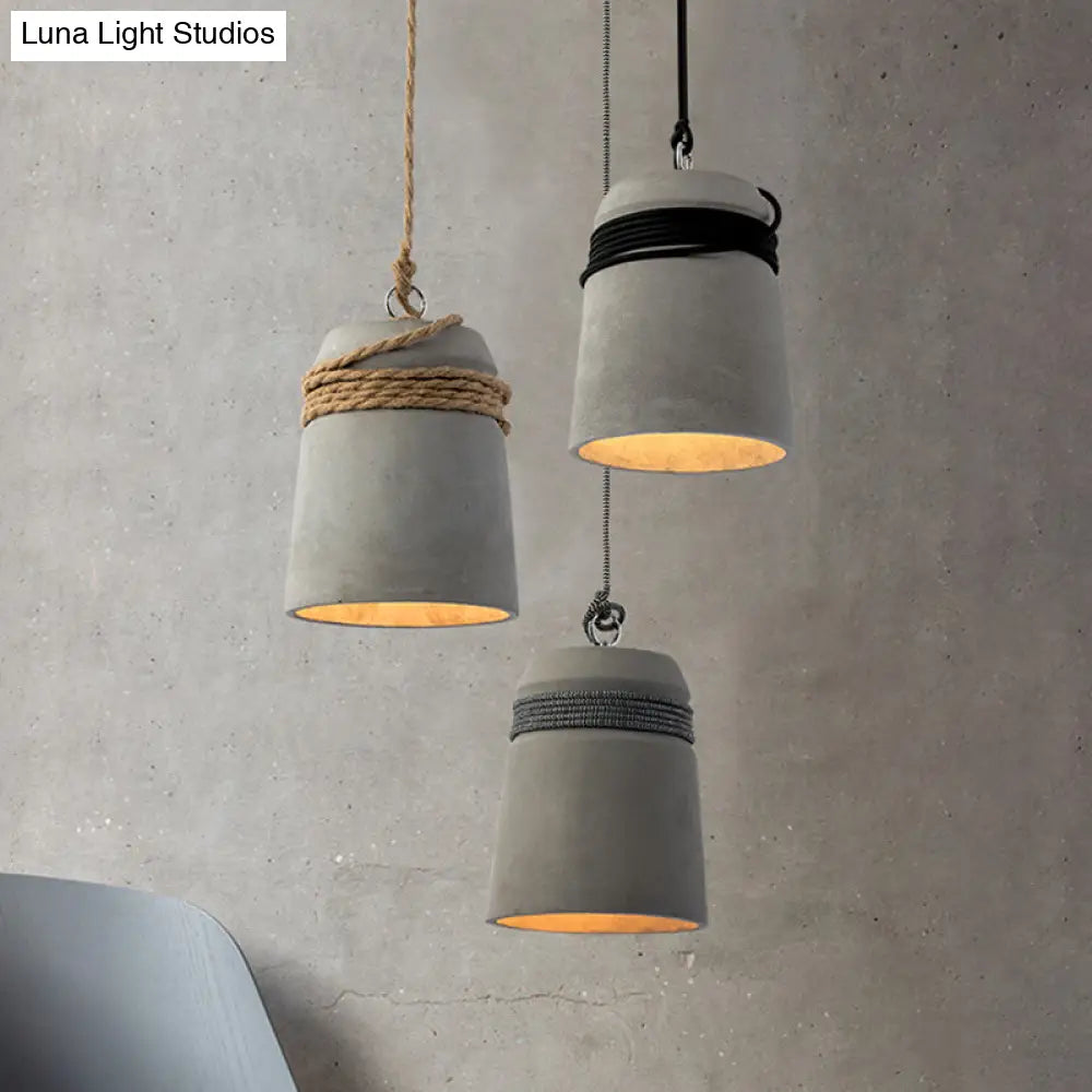 Simplicity Cement Pendant Light With Bell Suspension - Perfect For Dining Room Or Ceiling Lighting