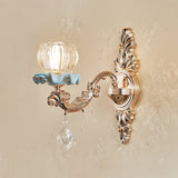Simplicity Cream Glass Flower Wall Light With Gold Finish And Crystal Draping 1 / B