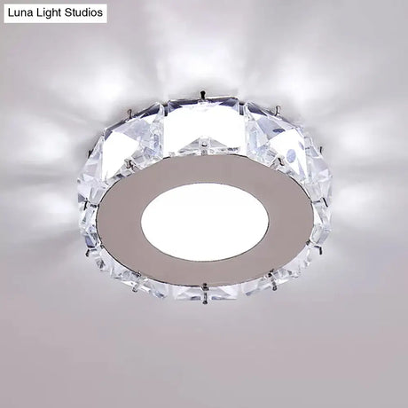 Simplicity Crystal Block Stainless - Steel Circle/Star Led Flush Mount Ceiling Light For Corridor