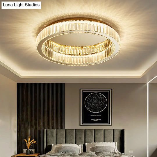 Simplicity Crystal Prism Led Brass Finish Ceiling Lamp - Flush Mount Lighting