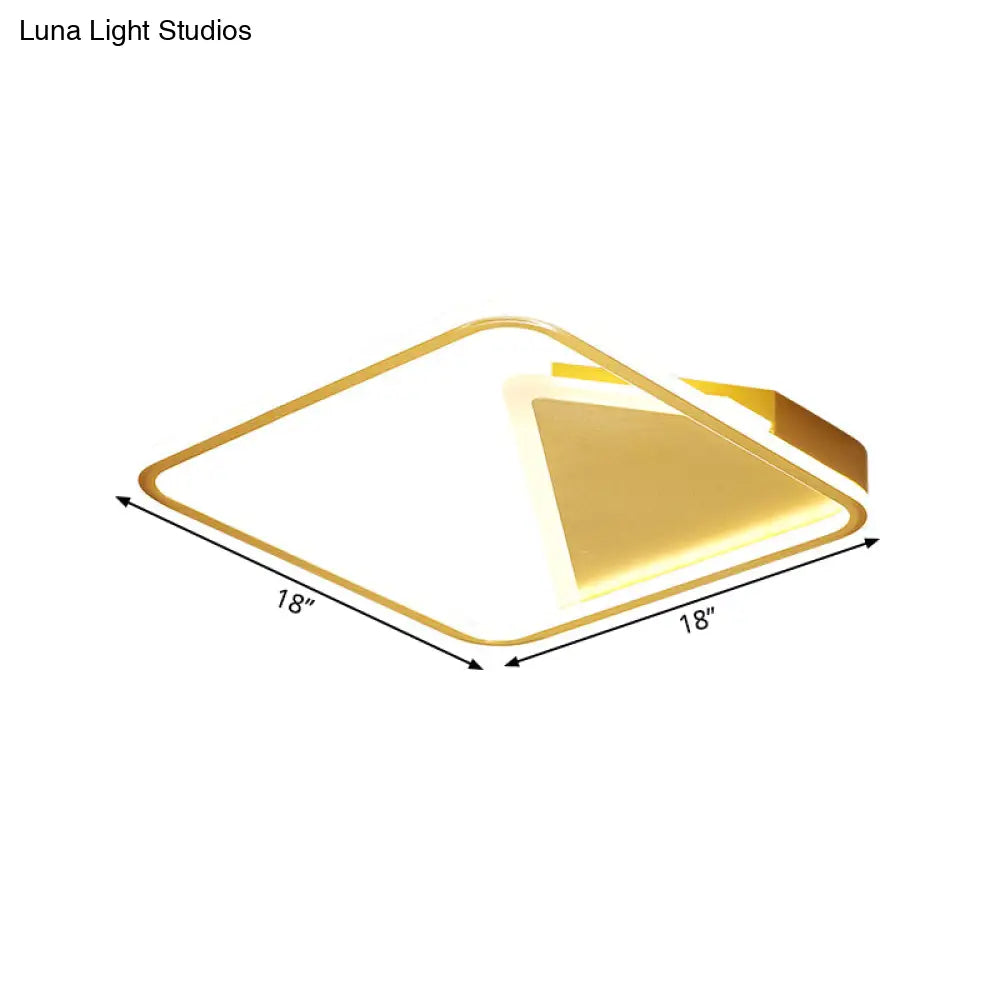 Simplicity Geometric Flush Mount Metal Led Parlor Ceiling Light In Gold Warm/White Lighting