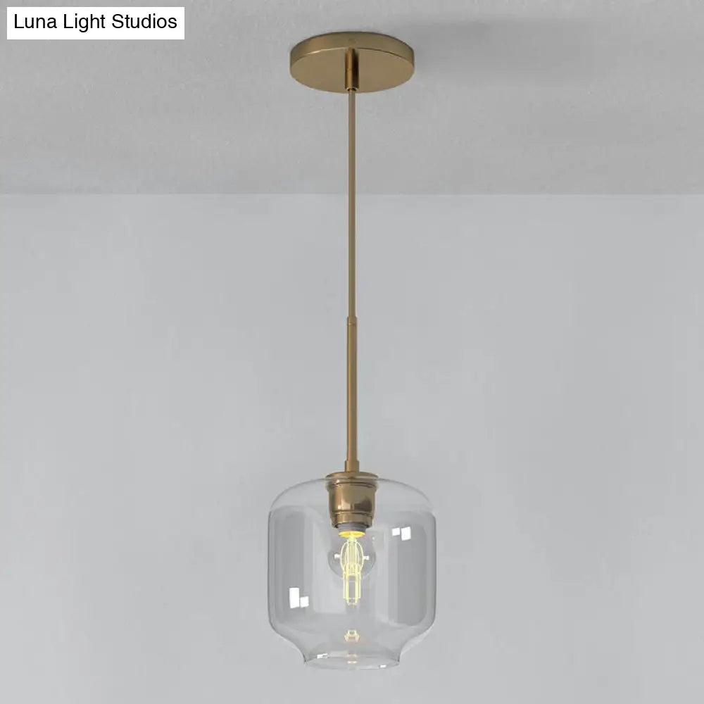 Clear Glass Mug Pendant Light With Simple Design Gold Finish And Suspension / B