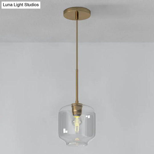 Clear Glass Mug Pendant Light With Simple Design Gold Finish And Suspension / B