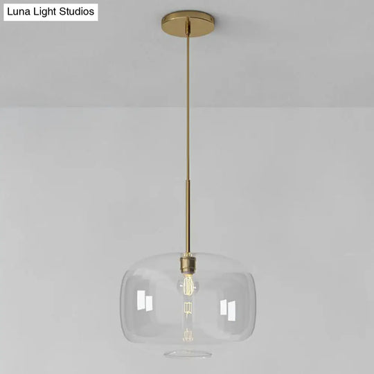 Clear Glass Mug Pendant Light With Simple Design Gold Finish And Suspension / A