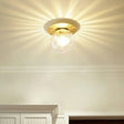 Simplicity Gold Finish Semi Flush Mount Water Glass Ball Ceiling Light For Balcony
