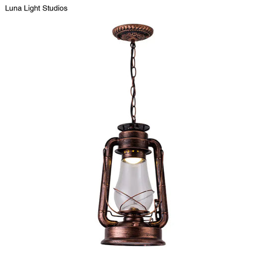Simplicity Lantern Hanging Light For Restaurants With Metallic Kerosene Bulb