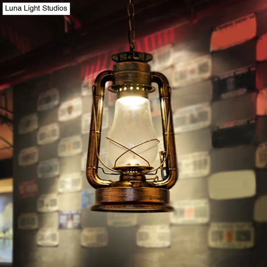 Simplicity Lantern Hanging Light - Metallic Kerosene Lighting For Restaurants 1 Bulb