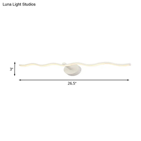 Simplicity Led Acrylic Wall Sconce Vanity Light 18/26.5 L White Wave Design For Bathroom
