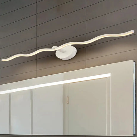 Simplicity Led Acrylic Wall Sconce Vanity Light 18/26.5 L White Wave Design For Bathroom / 18
