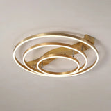 Simplicity Led Brass Multi-Ring Flush Mount Ceiling Light For Living Room 3 / White