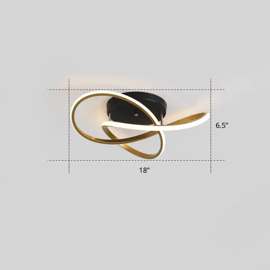 Simplicity Led Ceiling Lamp With Acrylic Strip Shade For Bedroom Gold / 18 Warm