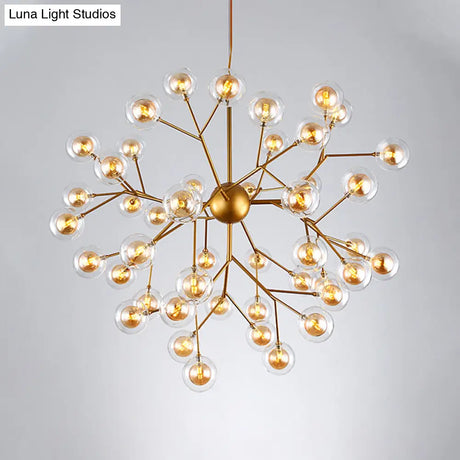 Simplicity Led Chandelier Bubble Pendant Light With Dual Glass Shade For Living Room
