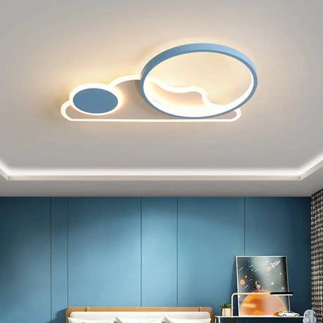 Simplicity Led Flush Ceiling Light For Bedroom And Living Room - Cloud Circle Design Blue / Warm