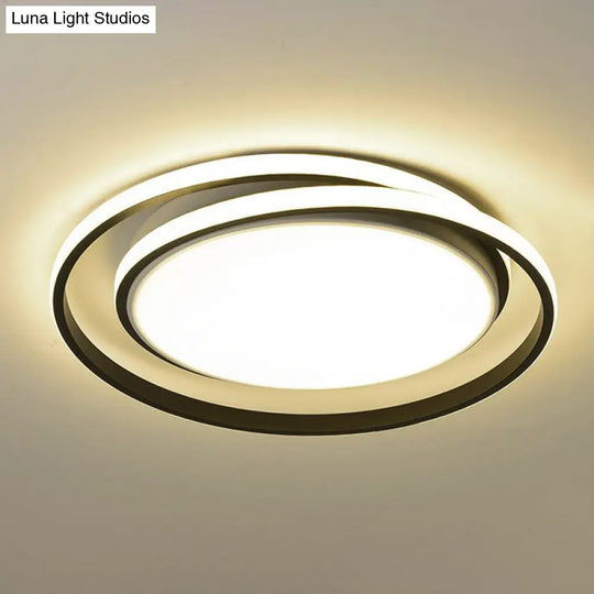 Simplicity Led Flush Mount Ceiling Light For Bedroom - Acrylic Round Design Black / 18 Warm