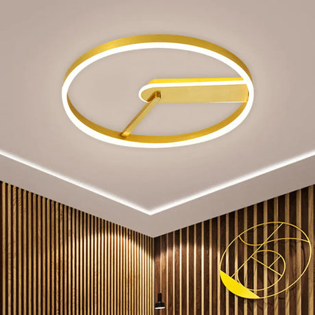 Simplicity Led Gold Flush Mount Lamp With Metallic Shade 16’/19.5’ Wide – Warm/White Light /