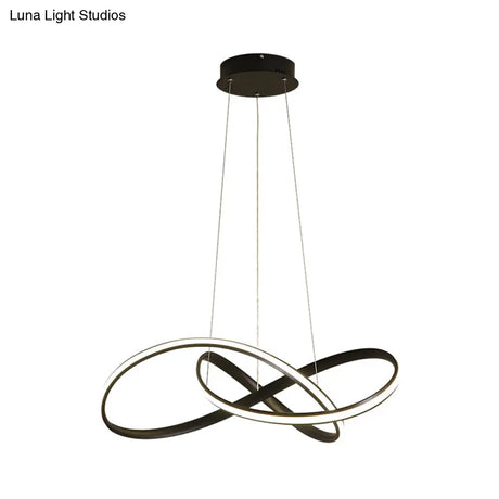 Simplicity Led Hanging Chandelier - 19.5’/27.5’ Wide Black/White Twisted Pendant Lamp With