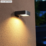 Simplicity Led Metal Solar Sconce Light: Rectangular Black Wall Mount Lamp For Patio