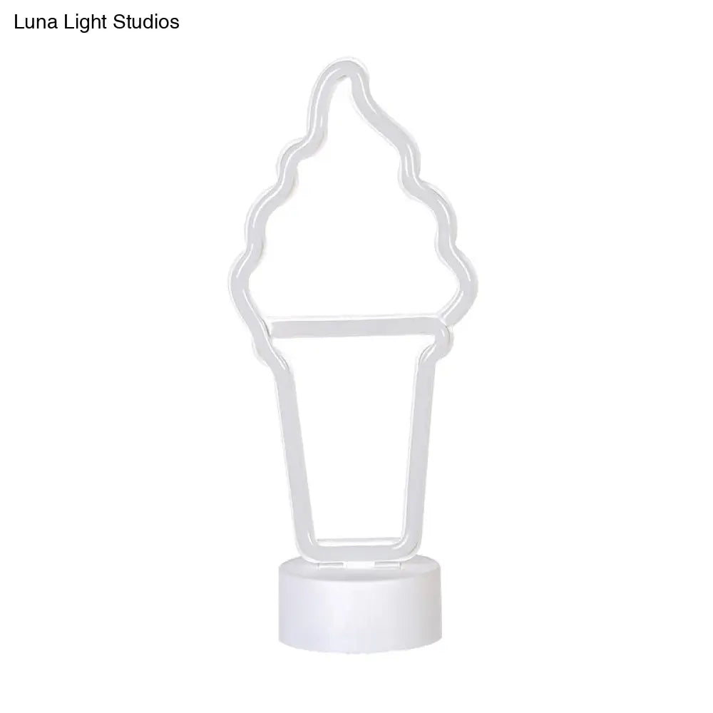 Simplicity Led White Wall Night Light For Ice Cream Lovers - Battery Powered