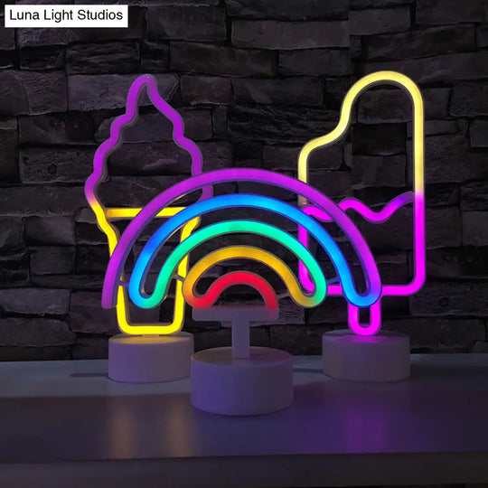 Simplicity Led White Wall Night Light For Ice Cream Lovers - Battery Powered