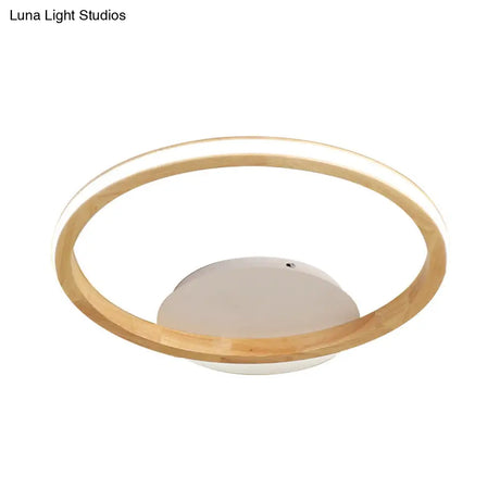 Simplicity Loop Wood Flush Led Ceiling Mount Light Fixture With Out Glow Design - 13’/17’ Dia