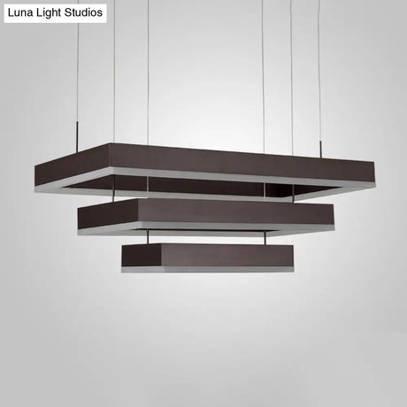 Simplicity Metal Chandelier Led Pendant Lamp In Brown Small/Large - Layered Tapered Design For
