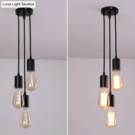 Simplicity Metal Pendant Ceiling Light - Exposed Bulb Downlighting For Restaurant Ambiance