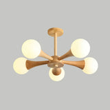 Simplicity Opal Glass Ball Pendant Light For Dining Room Ceiling 5 / Wood