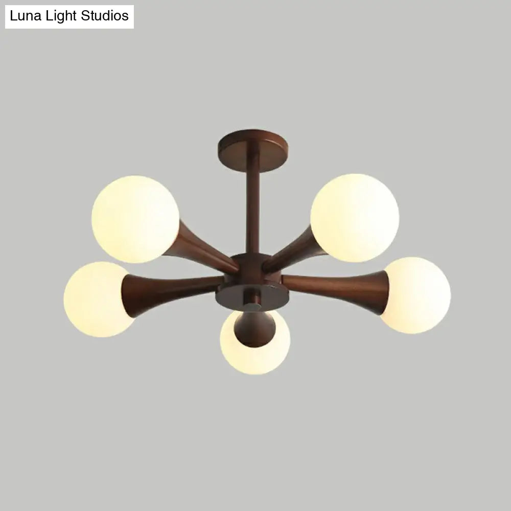 Simplicity Opal Glass Ball Pendant Light For Dining Room Ceiling Suspension 5 / Dark Coffee