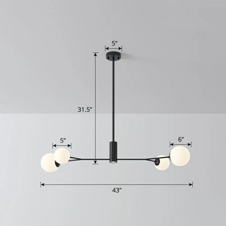 Simplicity Opal Glass Molecular Island Suspension Light For Dining Rooms 4 / Black