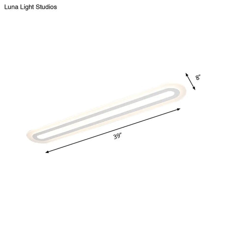 Simplicity Oval Acrylic Flush Mount Led Ceiling Light In Warm/White - Choice Of 31.5 39 Or 47 Width