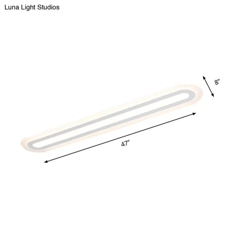 Simplicity Oval Acrylic Flush Mount Led Ceiling Light In Warm/White - Choice Of 31.5 39 Or 47 Width