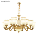 Simplicity Pendant Light Fixture In Gold With Milky Glass Bowl For Living Room