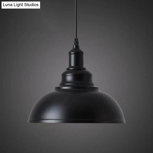 Simplicity Iron Pot Cover Hanging Lamp - Single-Bulb Restaurant Ceiling Lighting Fixture Black /