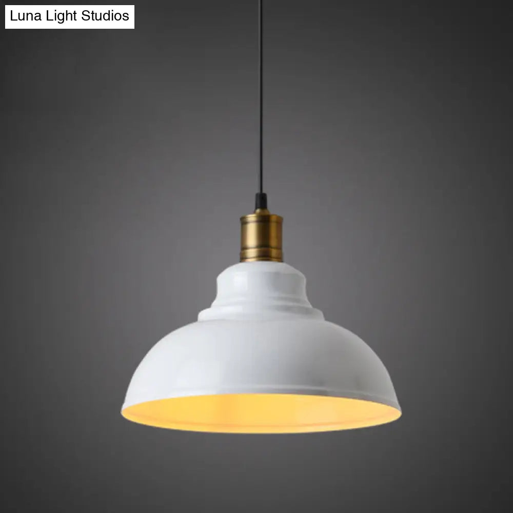 Simplicity Iron Pot Cover Hanging Lamp - Single-Bulb Restaurant Ceiling Lighting Fixture White /