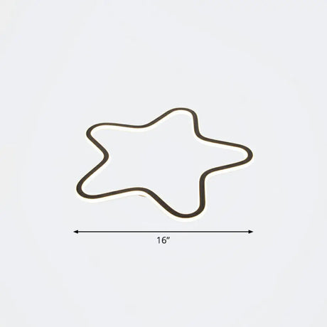 Simplicity Star Flush Mount Led Ceiling Light For Kids’ Room In Black Acrylic / 16’ Third Gear