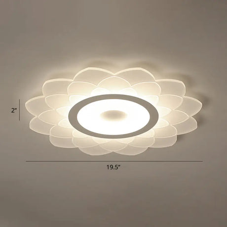 Simplicity White Acrylic Sunflower Flushmount Led Ceiling Lamp For Bedroom / 19.5’ Third Gear