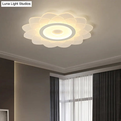 Simplicity White Acrylic Sunflower Flushmount Led Ceiling Lamp For Bedroom