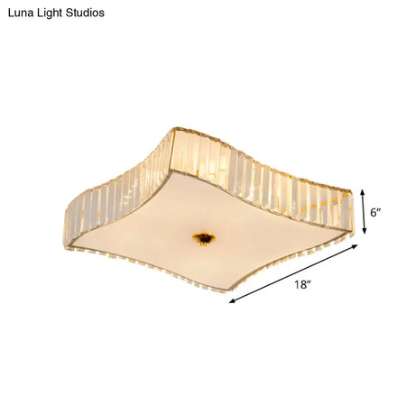 Simplicity White Flush Mount Lamp With Clear Crystal Shade - 6 Lights