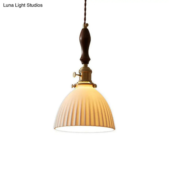 Simplicity Dome Pendant Light Fixture - 1 Bulb Hanging With White Glass