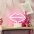 Simplicity White Lip Plastic Led Night Light For Childrens Room Pink