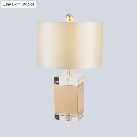 Simplicity White Nightstand Lamp With Fabric Shade - Ideal Bedroom Task Light