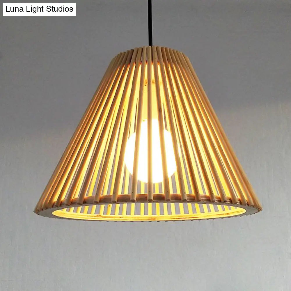 Simplicity Wood 1-Light Restaurant Pendant Light Fixture With Shaded Suspension