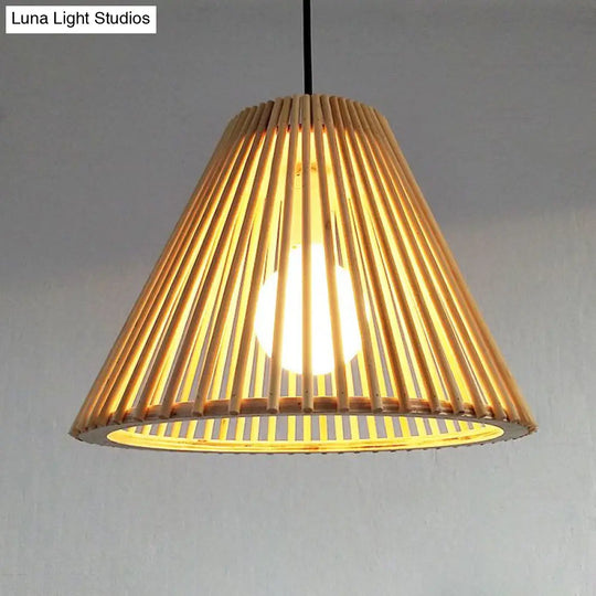 Simplicity Wood 1-Light Restaurant Pendant Light Fixture With Shaded Suspension
