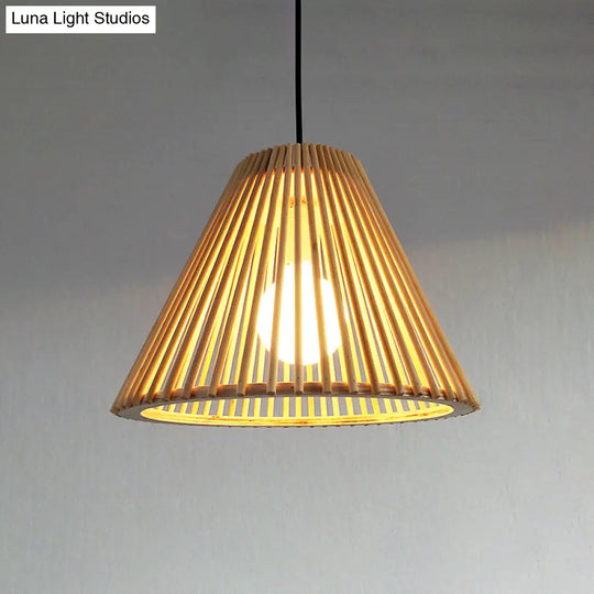 Simplicity Wood 1-Light Restaurant Pendant Light Fixture With Shaded Suspension